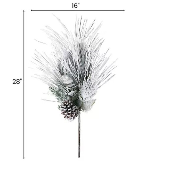 28" Flocked Artificial Pine Spray - Picture 4 of 4